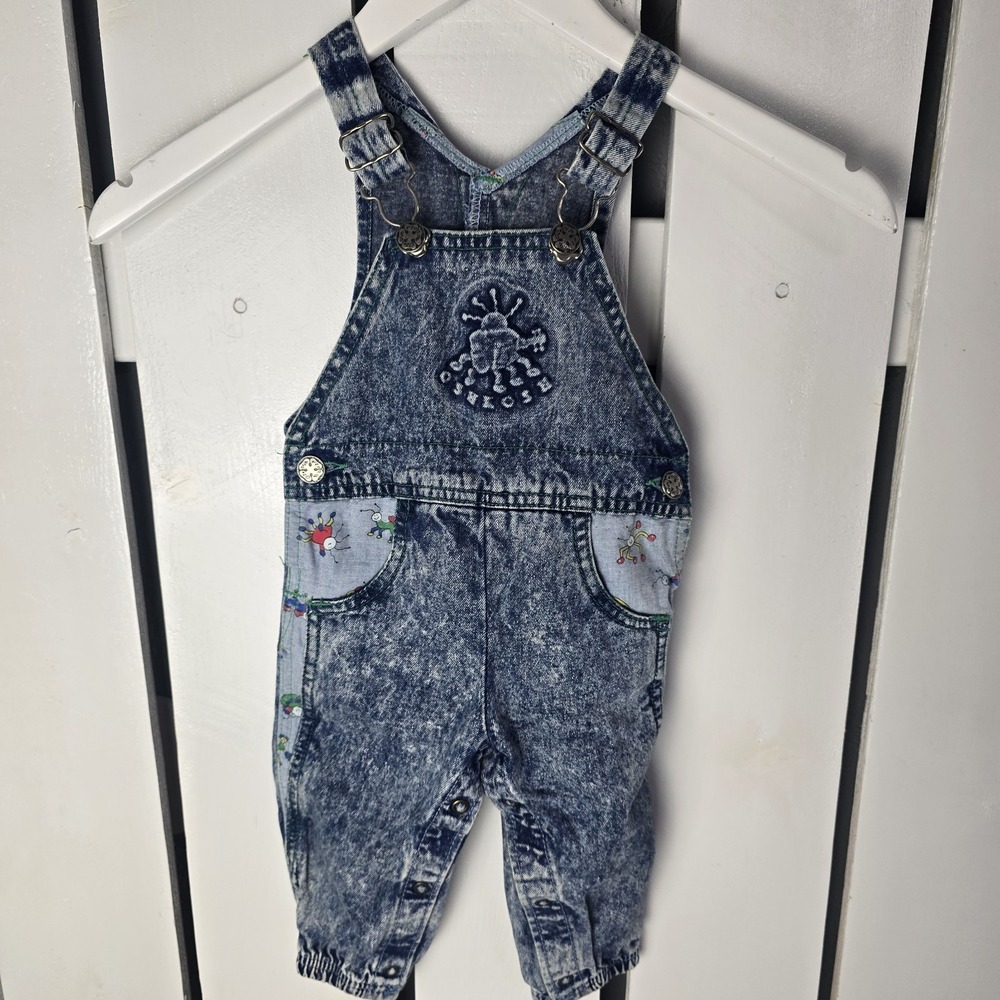 Vintage‎ Osh'Kosh Acid Wash Bug Overalls Unisex 6-9mo